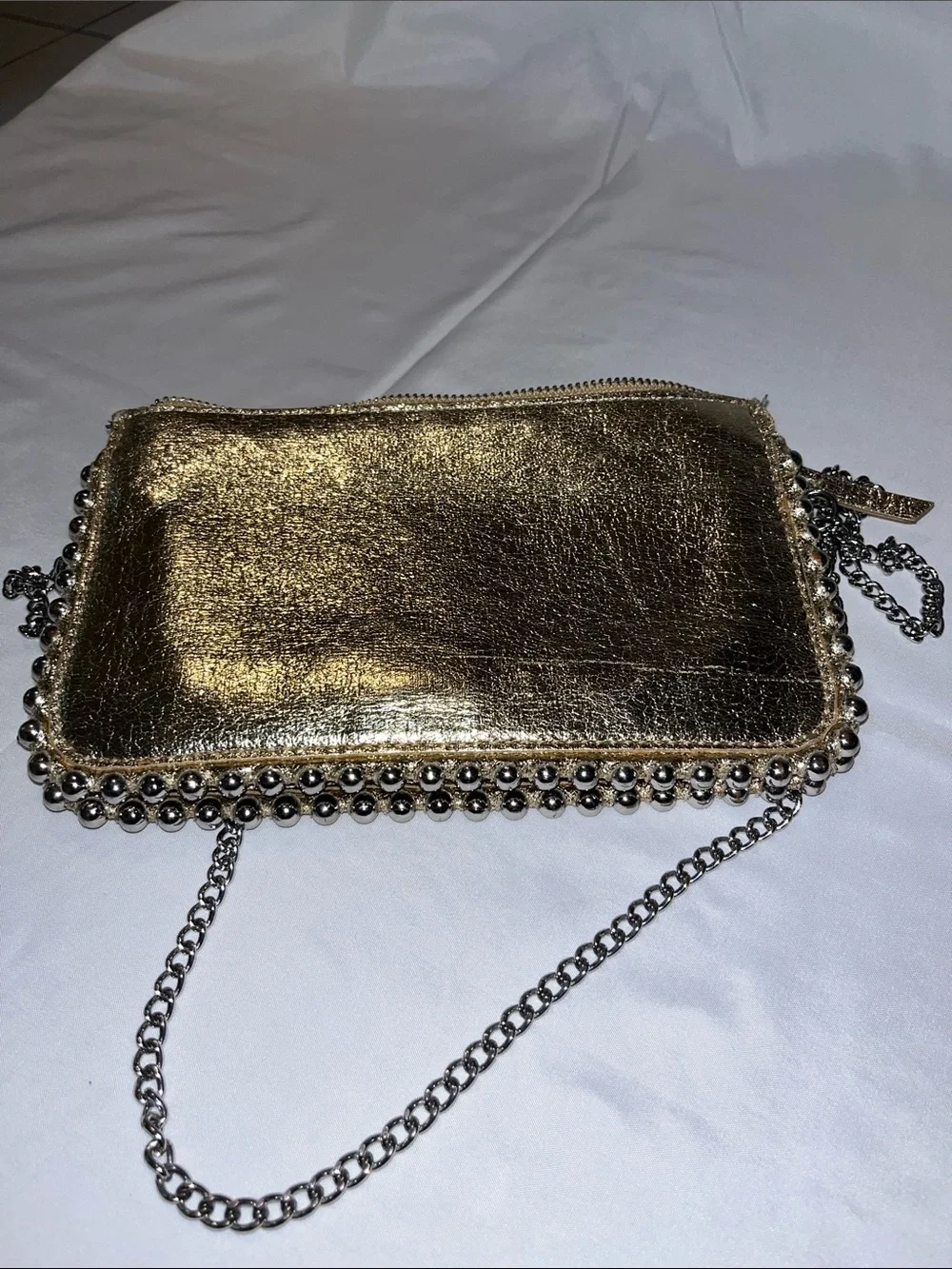 Zara Gold Metallic Chain Shoulder Crossbody Bag